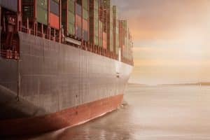 Ship clearing customs and making it way to port.